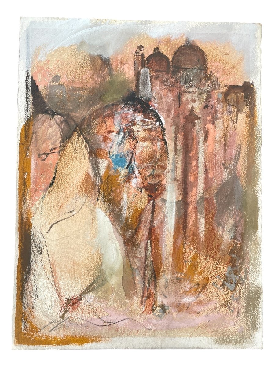 Gaspare Da Brescia (1955), Venetian Silhouettes, Mixed Media On Paper. -photo-1