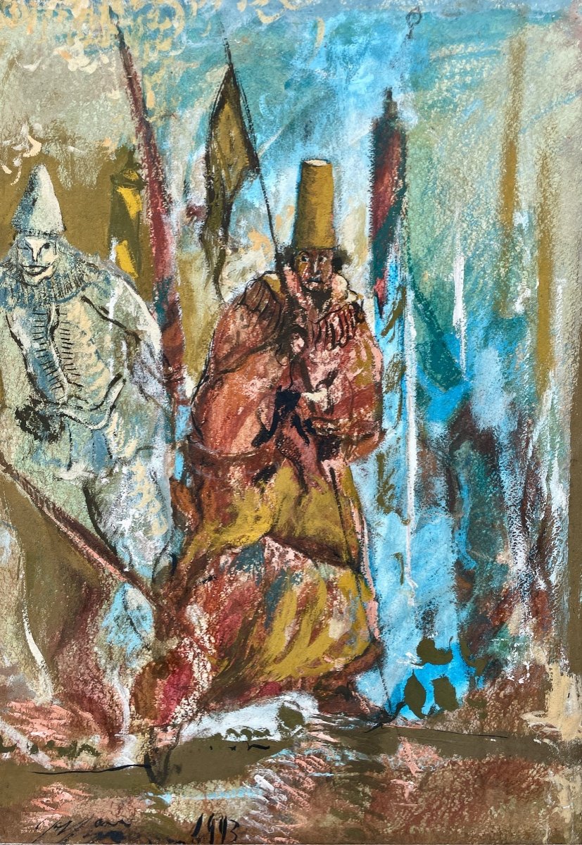 Gaspare Da Brescia (1955), Carnaval, 1993, Technique Mixte Sur Papier.