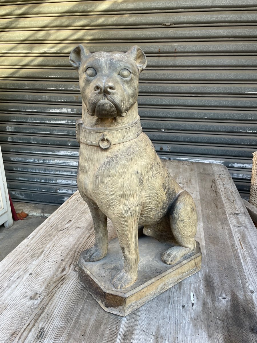 Life-size Terracotta Guard Dog - Height: 70 Cm. -photo-2