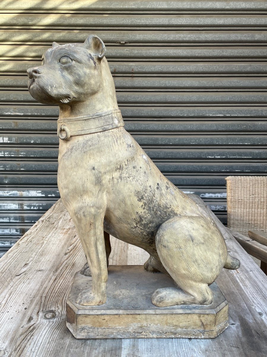 Life-size Terracotta Guard Dog - Height: 70 Cm. -photo-3