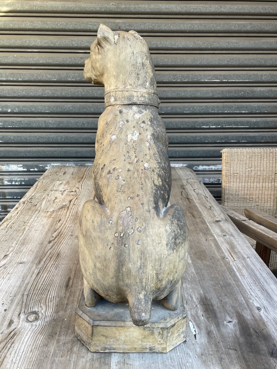 Chien De Garde à Taille Réelle En Terre Cuite - Haut. : 70 Cm. -photo-1