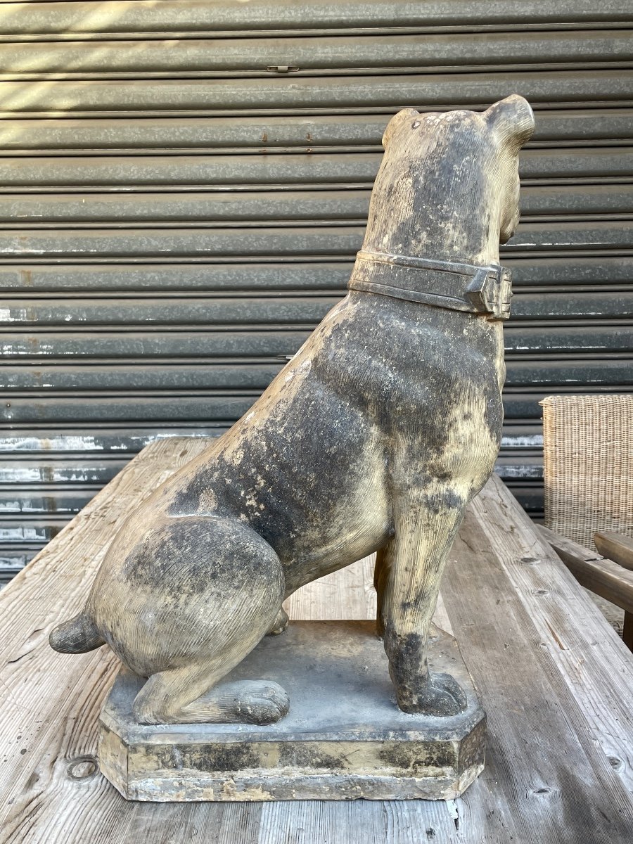 Chien De Garde à Taille Réelle En Terre Cuite - Haut. : 70 Cm. -photo-2