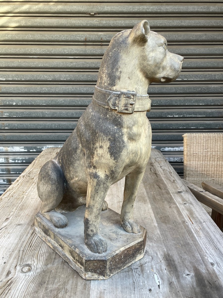 Chien De Garde à Taille Réelle En Terre Cuite - Haut. : 70 Cm. -photo-3