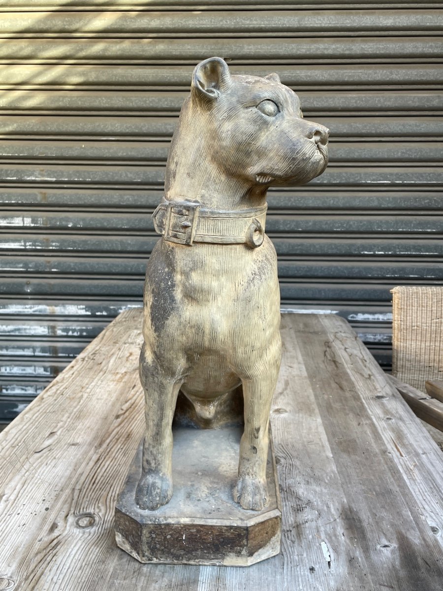 Life-size Terracotta Guard Dog - Height: 70 Cm. -photo-4