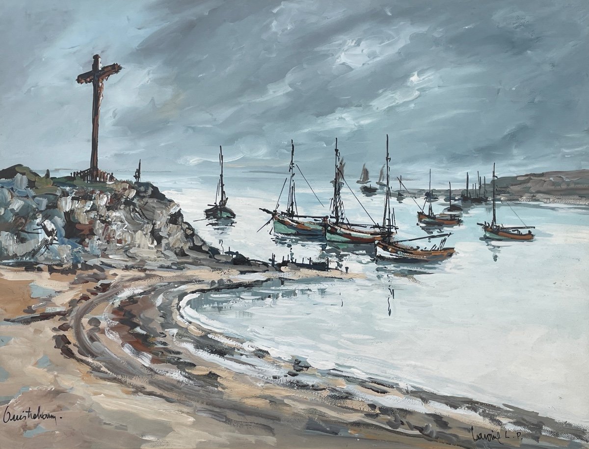 Robert L.p Lavoine (xxe) - Ouistreham - Gouache Sur Papier - Larg. : 63 Cm. 