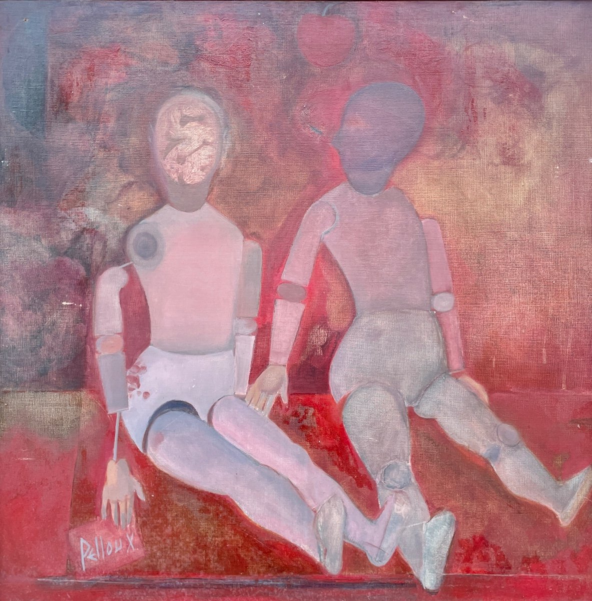 Pelloux (20th Century) - The Dolls - Oil On Canvas - Height: 80 Cm. 