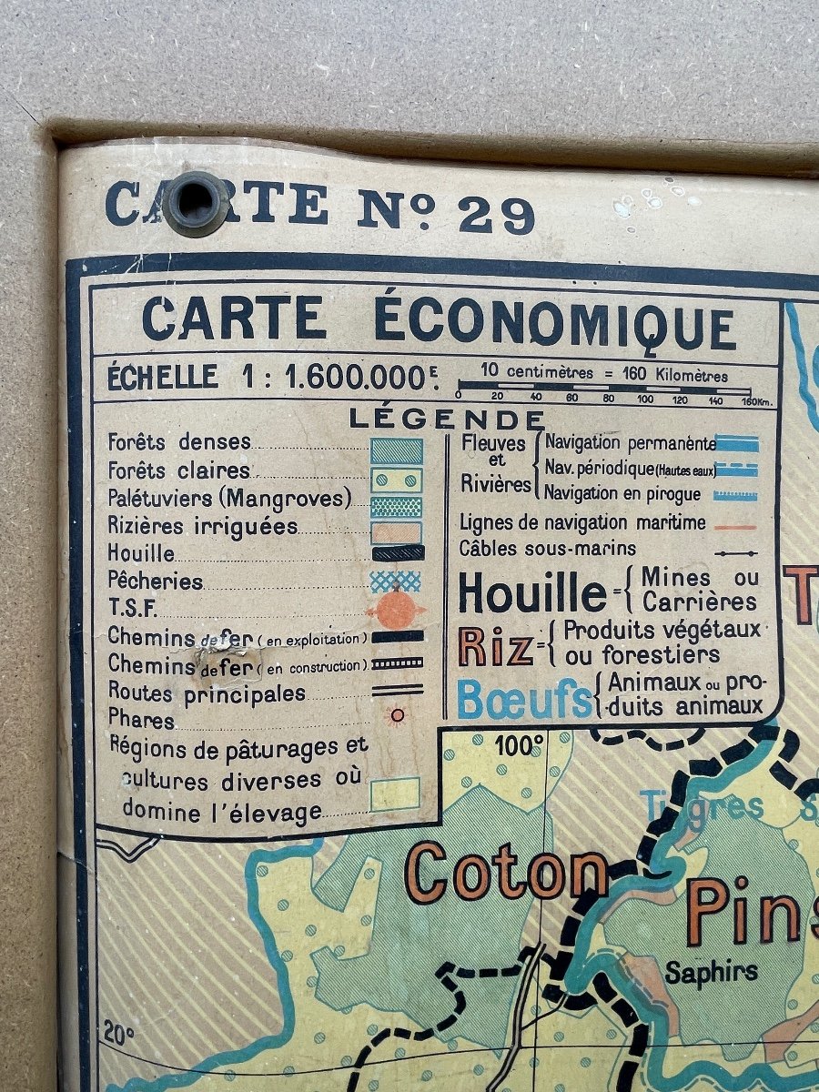 L’indochine Française, Carte N°29 Par Pierre Desfontaine - Carte Scolaire Vers 1940 - H. 120 Cm-photo-3