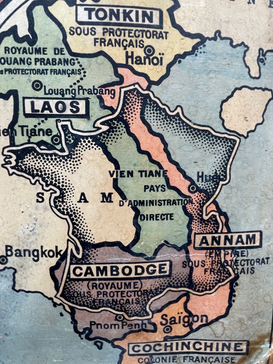 French Indochina, Map No. 29 By Pierre Desfontaine - School Map Circa 1940 - H. 120 Cm-photo-2