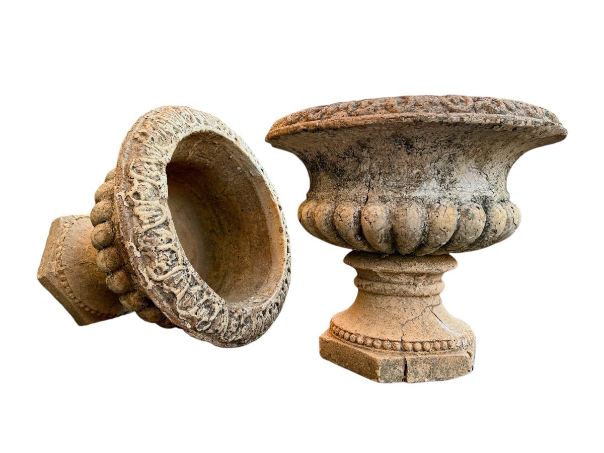 Important Pair Of Medici Terracotta Vases - Diam.: 55 Cm. 