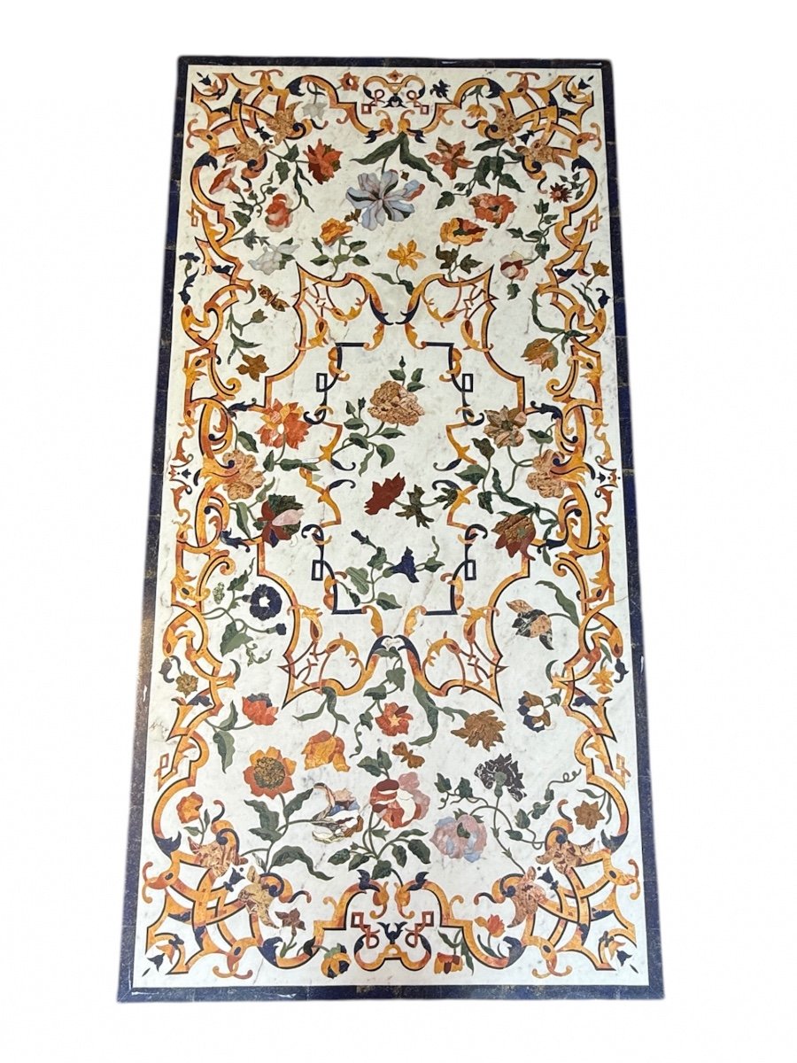 Importante Table De Salon En Pietra Dura - Long. 183,4 Cm. 