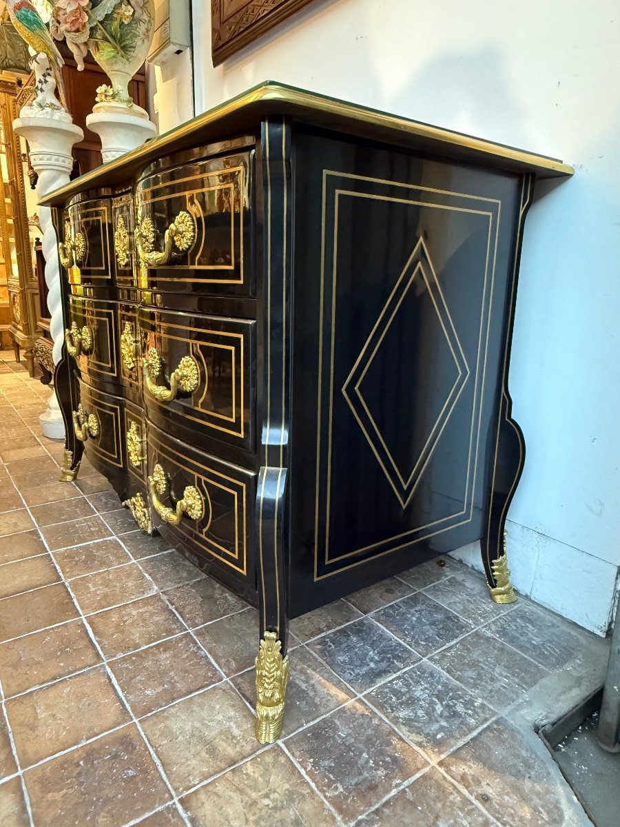 Commode Mazarine Dans Le Gout De La Maison Jansen De Style Louis XIV - Larg. 122,5 Cm. -photo-4