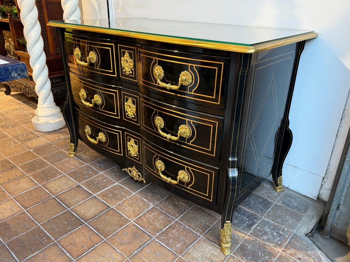 Commode Mazarine Dans Le Gout De La Maison Jansen De Style Louis XIV - Larg. 122,5 Cm. -photo-1