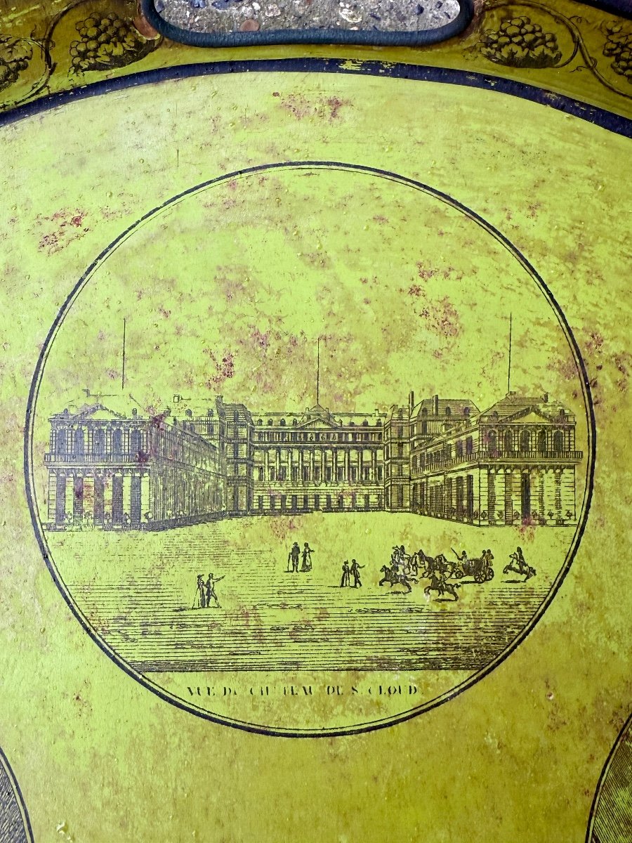 Plateau De Service En Tôle Lithographiée, Premier Tiers Du XIXe Siècle - Larg. : 76 Cm. -photo-1