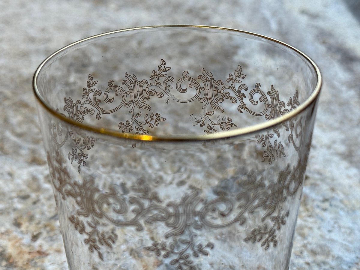 Cristallerie Baccarat - Suite De Sept Verres à Orangeade Modèle « récamier » - Haut. : 11,7 Cm.-photo-4