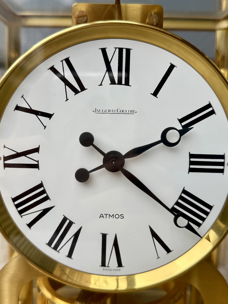 Jaeger Lecoultre - Cage Clock, Atmos Model, In Gilded Brass, Very Good Condition - H: 22.3 Cm. -photo-3