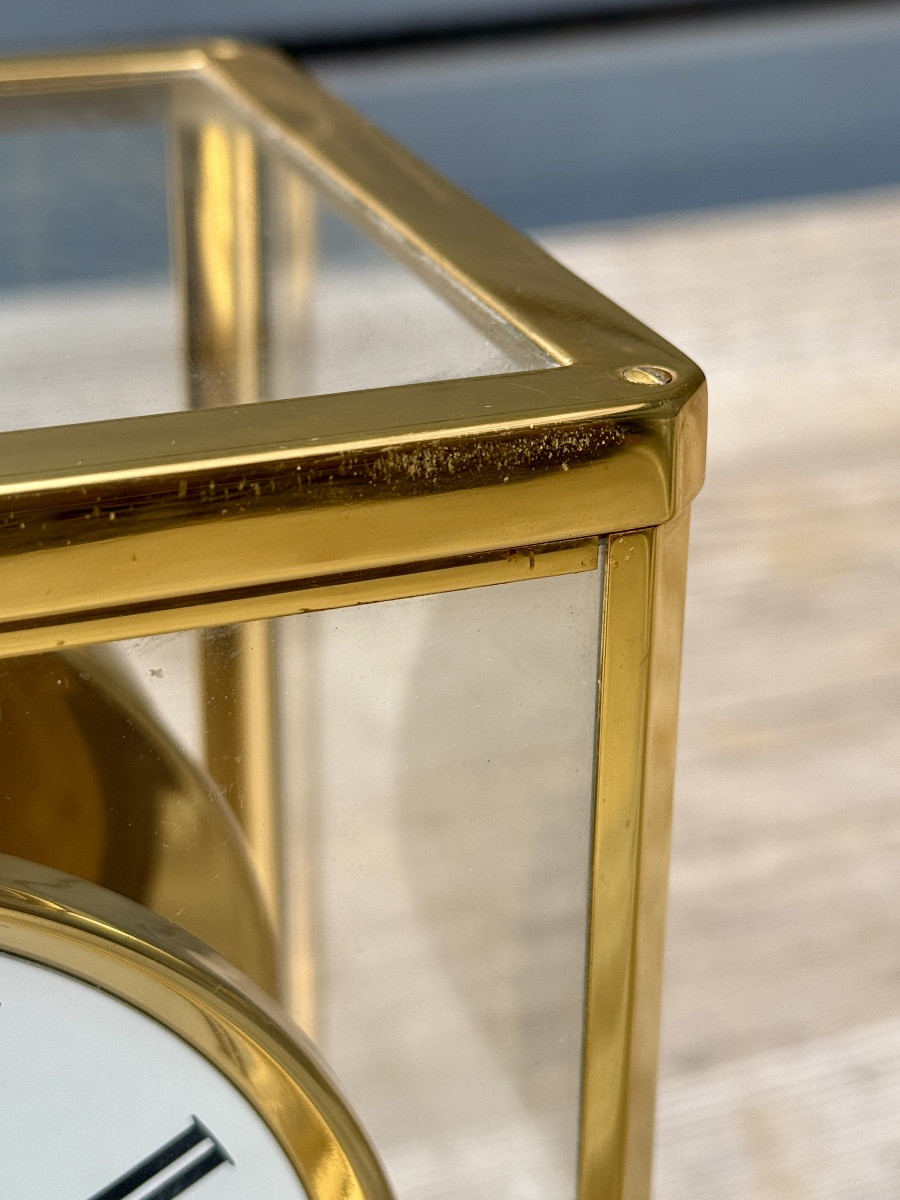 Jaeger Lecoultre - Cage Clock, Atmos Model, In Gilded Brass, Very Good Condition - H: 22.3 Cm. -photo-4