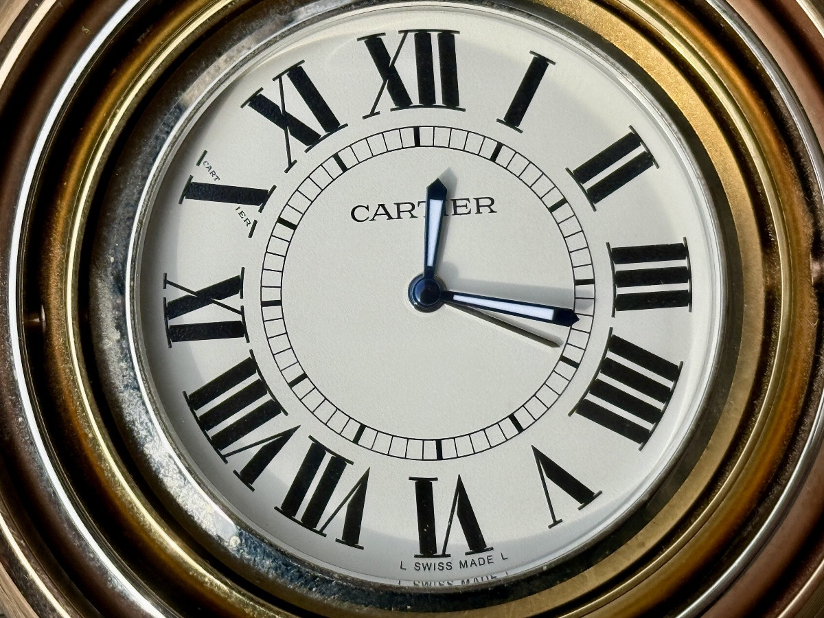 Cartier - Trinity Travel Clock, In Its Original Case, Very Good Condition. -photo-3