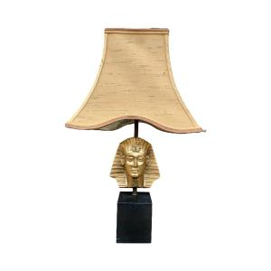 F.bouniol - Tutankamun Lamp In Bronze And Black Marble.