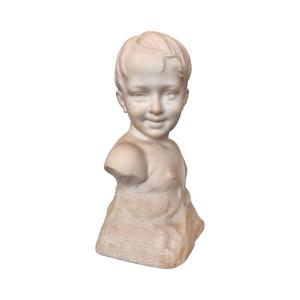 Carrara Marble Child Bust - Late 19th Century.