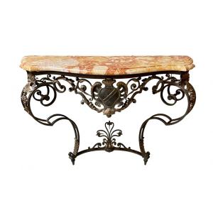 Wrought Iron Console - Louis XV Style.