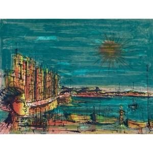 Jean Carzou (1907-2000), Le Port, 1968, Numbered And Signed Lithograph - Height 40 Cm.