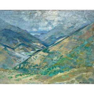 Pierre Rocherau (1910-1992), Paysage De Bretagne, Huile Sur Toile - Larg. : 65 Cm. 