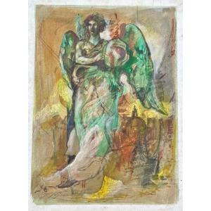 Gaspare Da Brescia (1955), The Venetian Angel, 1986, Mixed Media On Paper.