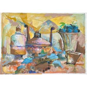 Gaspare Da Brescia (1955), Still Life With Handled Cup, Mixed Media On Paper. 