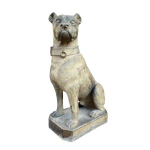 Chien De Garde à Taille Réelle En Terre Cuite - Haut. : 70 Cm. 