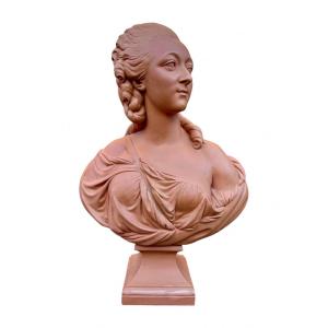 Important Bust Of Madame Du Barry After Augustin Pajou, Cast From The Louvre - Height: 70 Cm. 