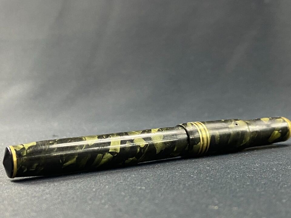 Vintage 1940 Marbled Green Fountain Pen Unic Mondial-photo-4