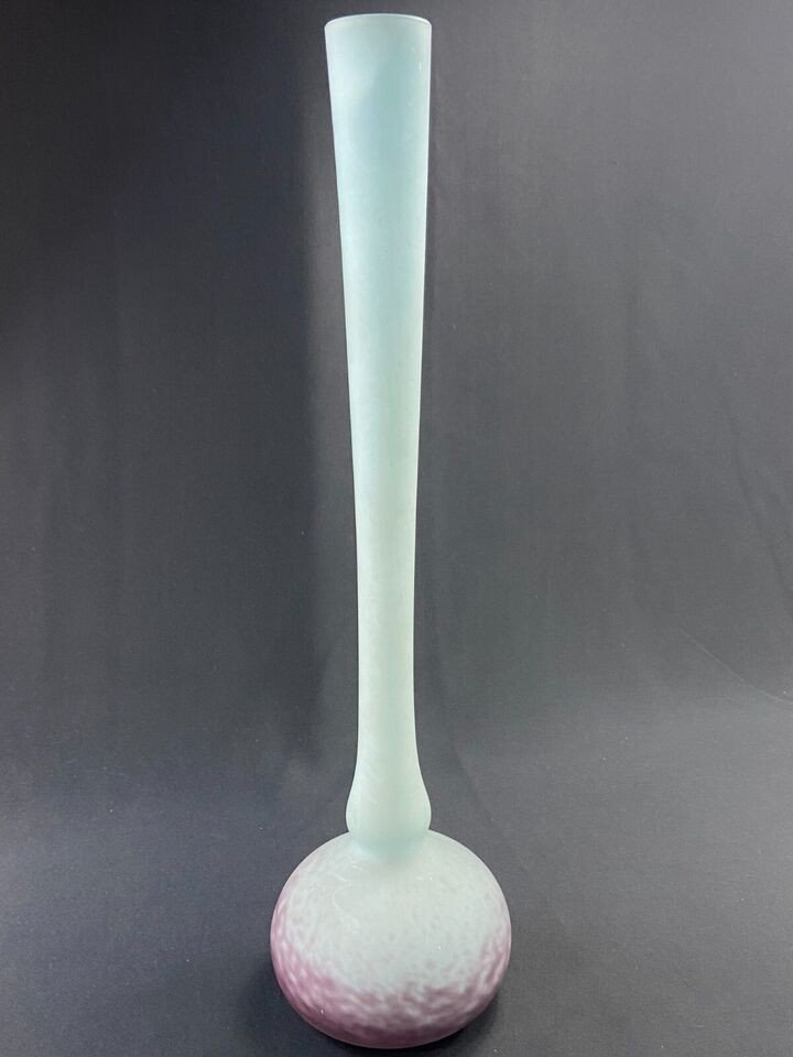 Très Grand Vase Soliflore à Long Col En Pâte De Verre Début XXe Type Muller 55cm-photo-3