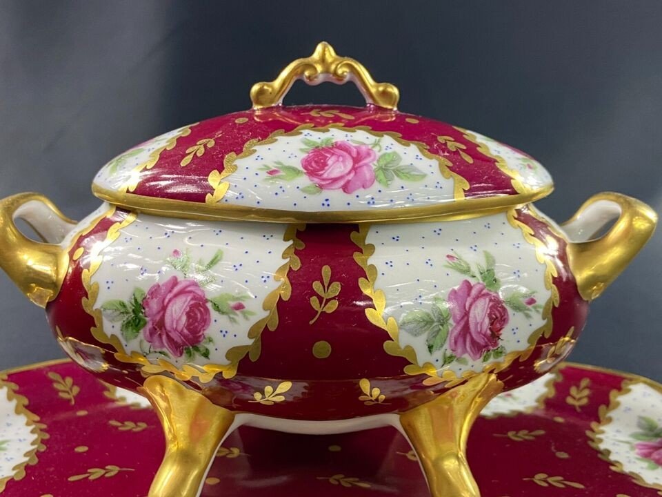 Louis XV Style Terrine In Limoges Porcelain Signed René Caire-photo-2