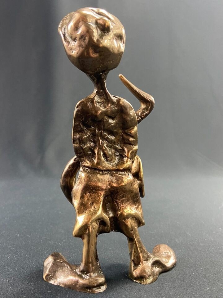 Sculpted Subject Of A Young Musician Saxophone In Bronze Signed Yves Lohé-photo-4