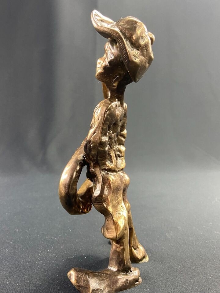 Sculpted Subject Of A Young Musician Saxophone In Bronze Signed Yves Lohé-photo-2