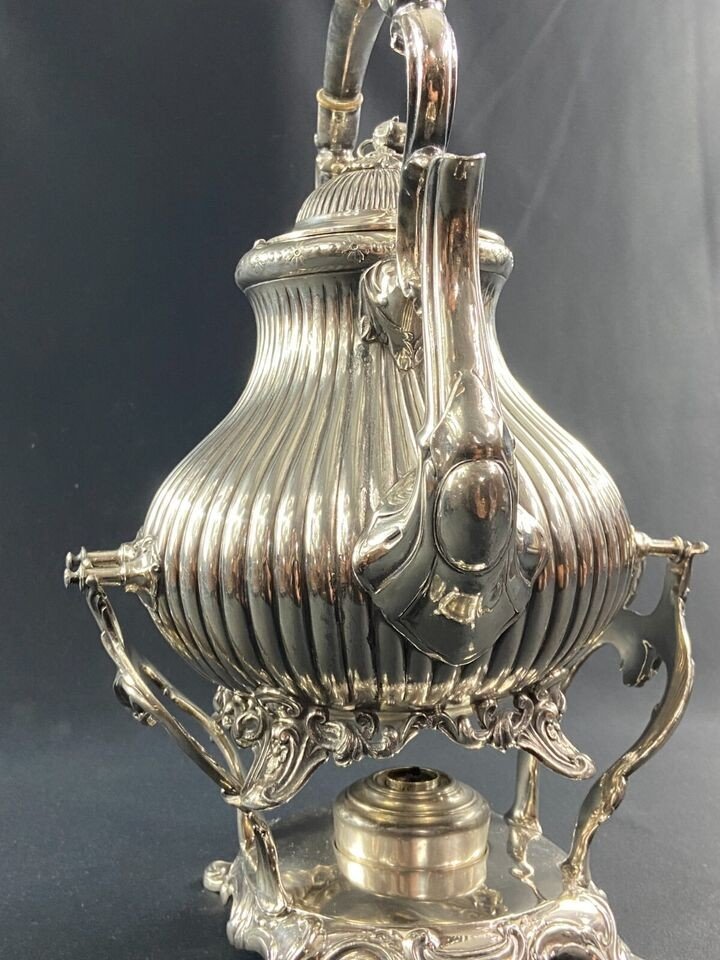 Samovar In English Silver Metal Signed Shaw & Fisher-photo-2