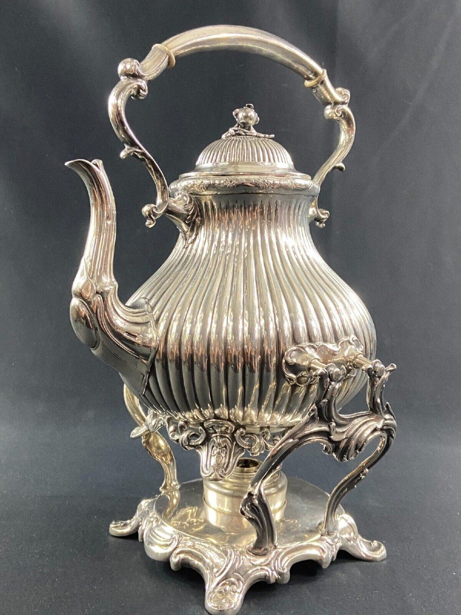 Samovar In English Silver Metal Signed Shaw & Fisher