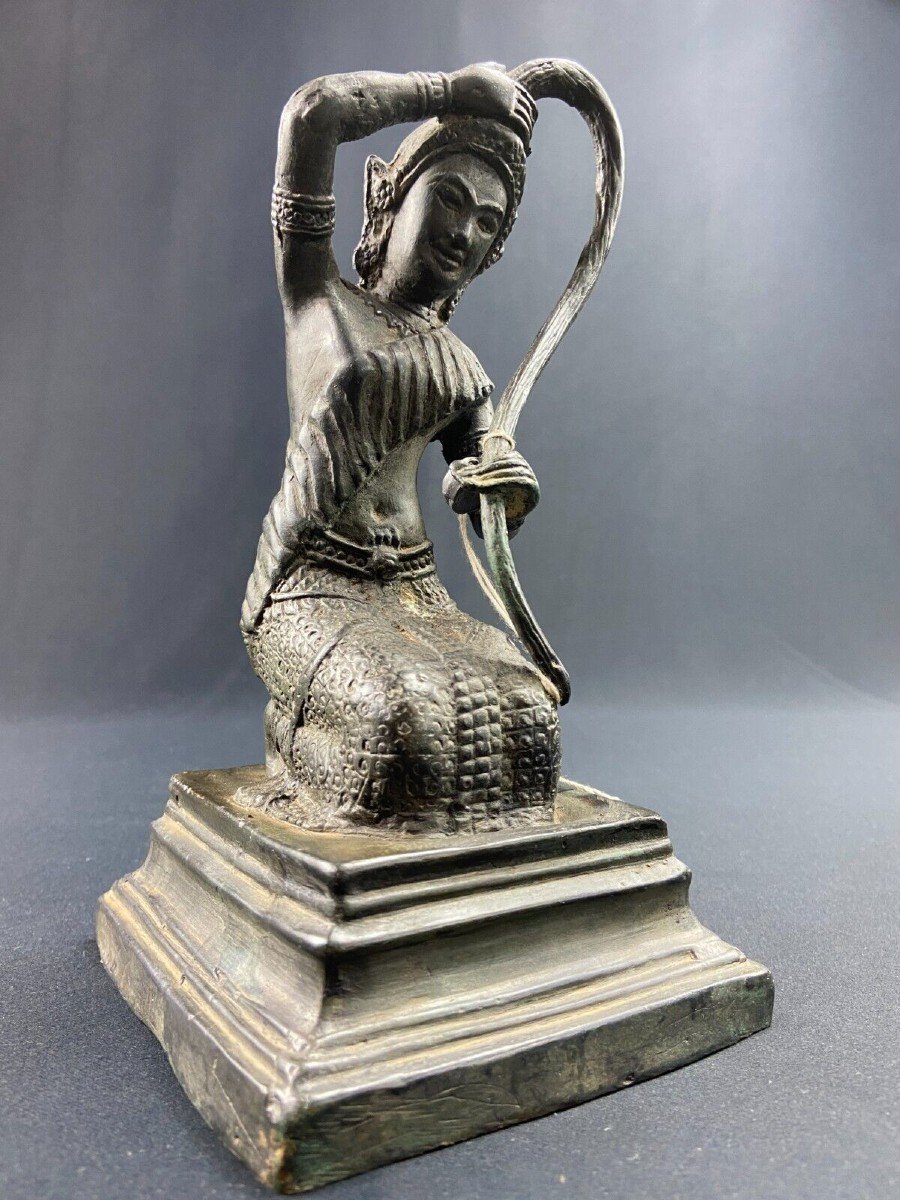 Bronze Sculpture To The Divinity Phra Mae Thorani Burma Cambodia Buddhism