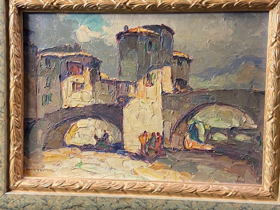 Tableau Signé Louis Pastour 1876-1948 Vue Du Pont De Sospel (provence)-photo-4