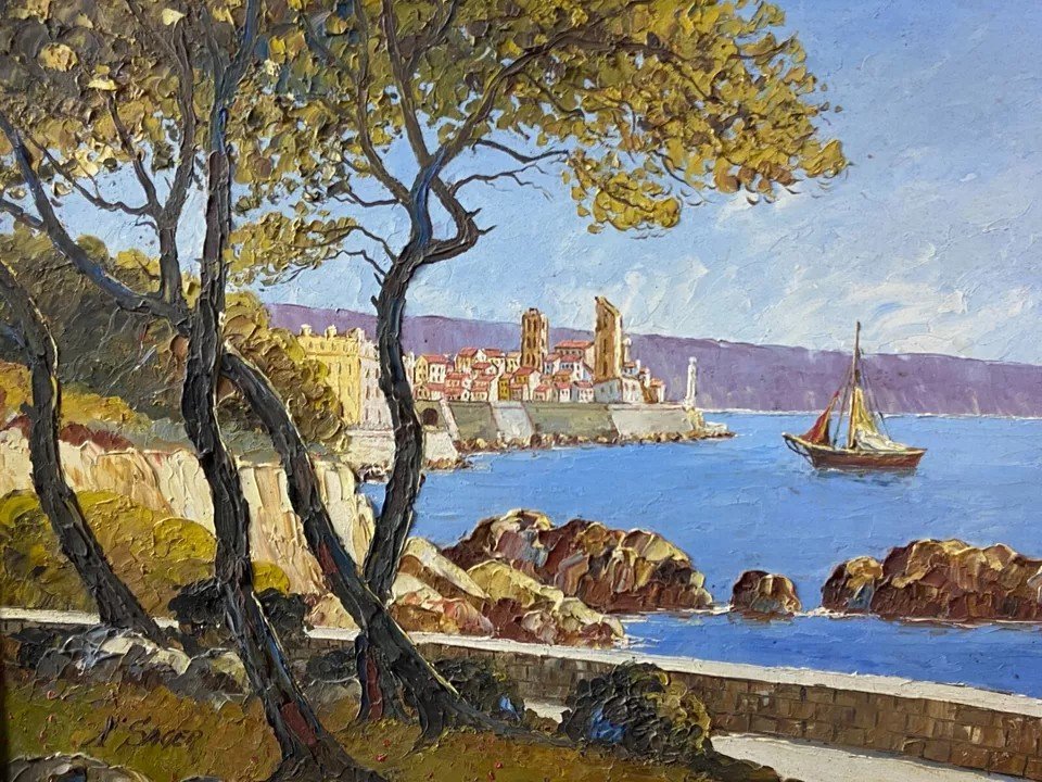 Tableau Signé Xavier Sager 1881-1969 Vue De Nice Paire Possible-photo-1