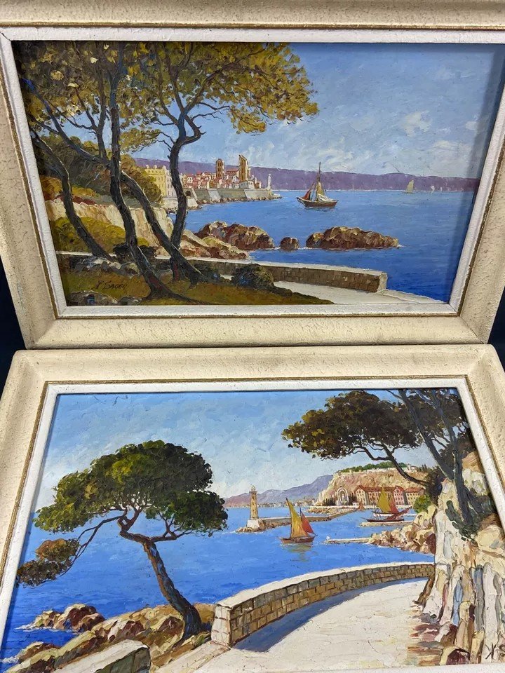 Tableau Signé Xavier Sager 1881-1969 Vue De Nice Paire Possible-photo-6