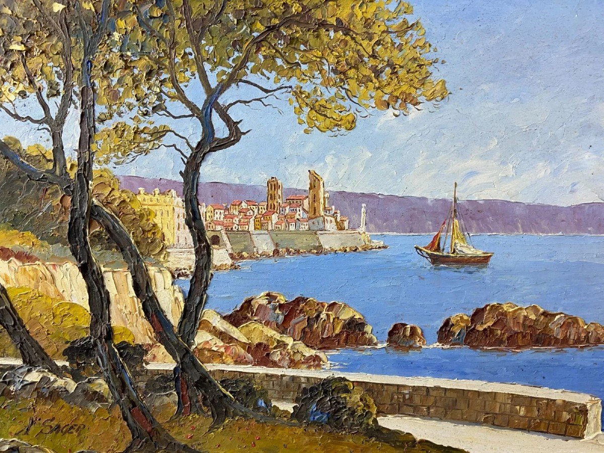 Tableau Signé Xavier Sager 1881-1969 Vue De Nice Paire Possible