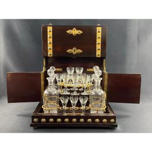 Rosewood Liqueur Cellar 19th Century Napoleon III Putti With Attributes Of Science