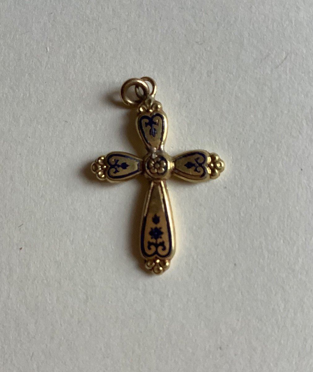 Charles X Enameled Gold Cross