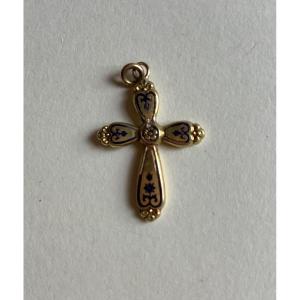 Charles X Enameled Gold Cross