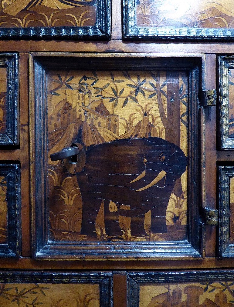 Cabinet Marqueté Aux Animaux Sauvages - Augsbourg Ca 1600-photo-7