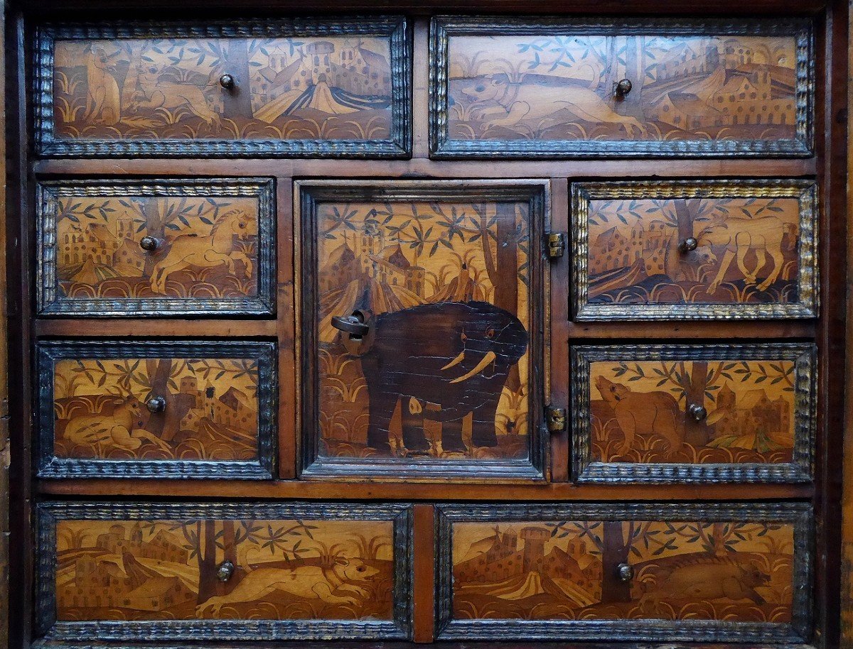 Cabinet Marqueté Aux Animaux Sauvages - Augsbourg Ca 1600