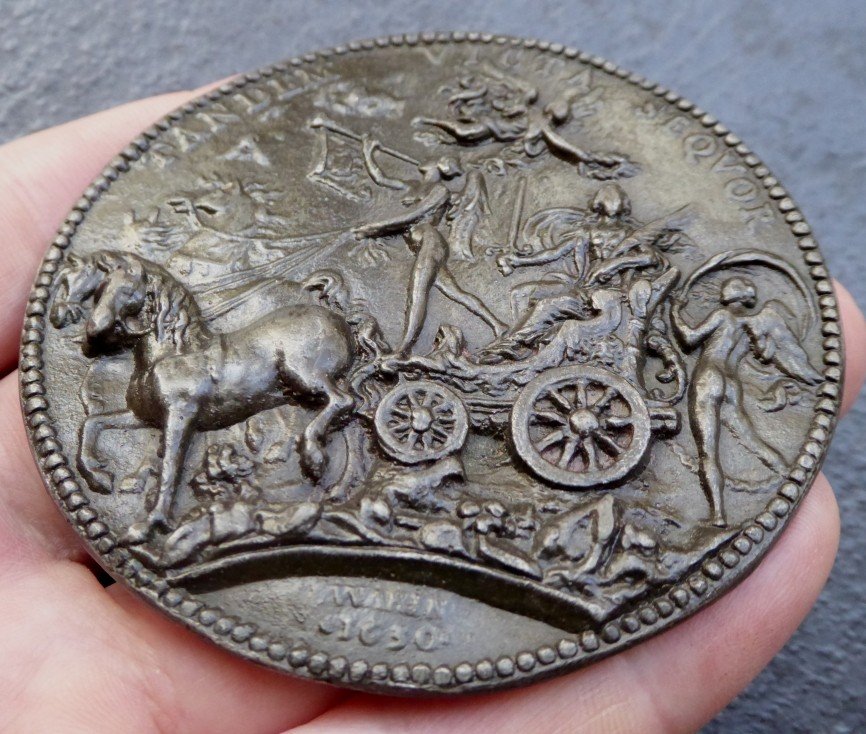 The Triumph Of France - Pewter Plaquette After Jean Warin 1630-photo-3