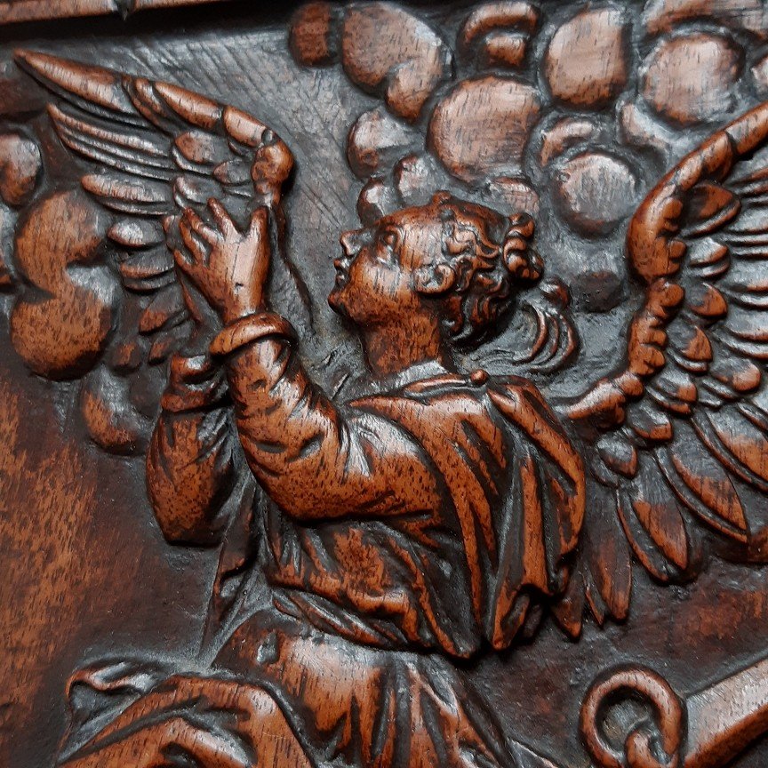 Allegory Of Hope - Carved Walnut Panel C. 1600-photo-3