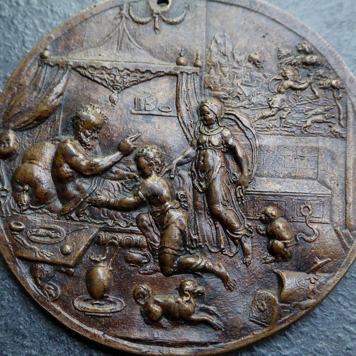 Rare Médaille Par Steven Van Herwijck - 1559 - Au Revers Rare Plaquette Isaac Bénissant Jacob-photo-2